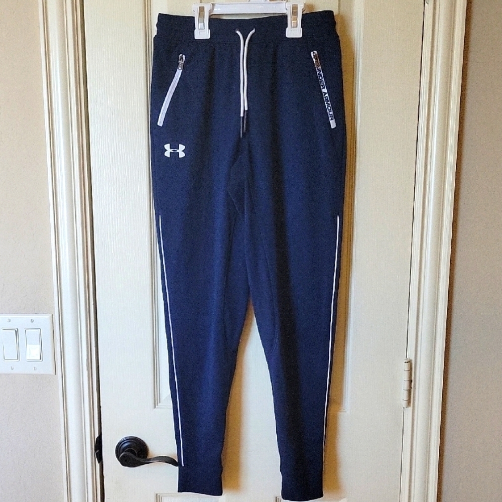 Under Armour Navy Joggers with White Accents